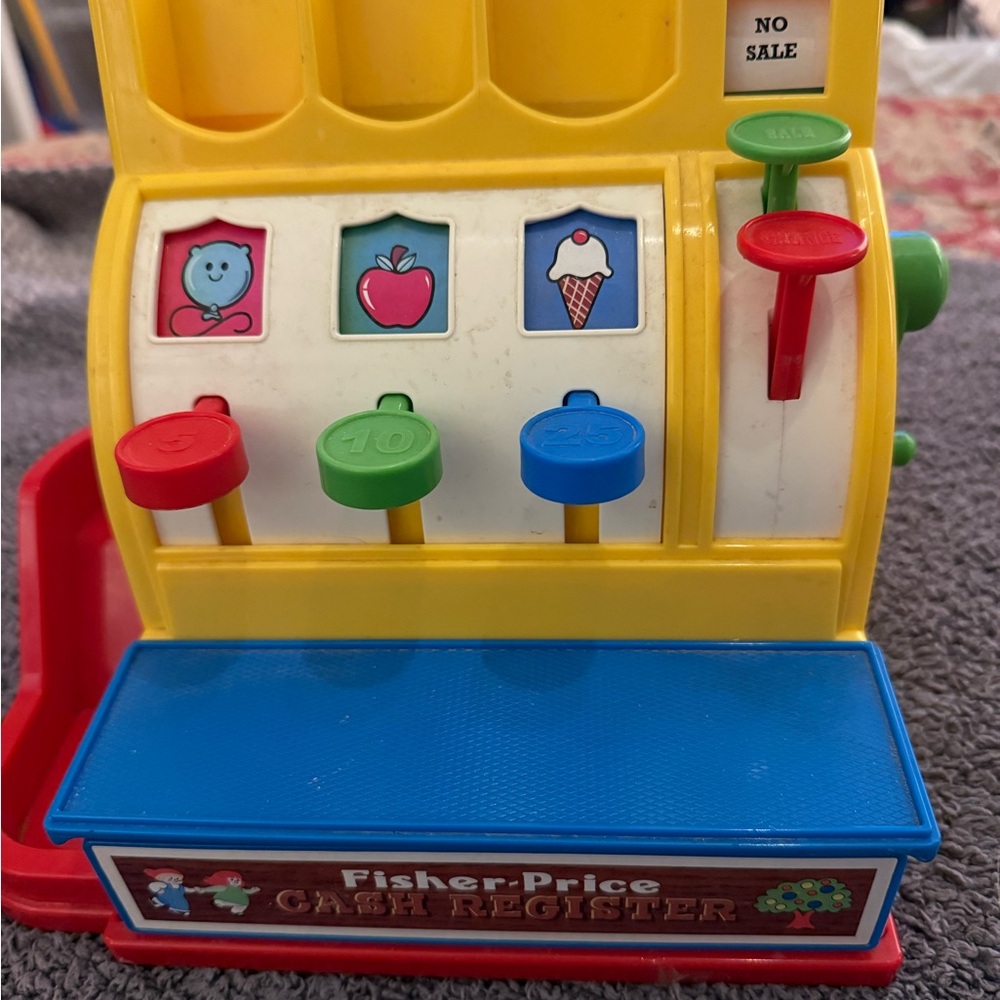 Vintage Fisher-Price Red and Green Learning Toy Cash Register